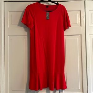 NWT SP Ann Taylor Red Dress with Ruffle Hem